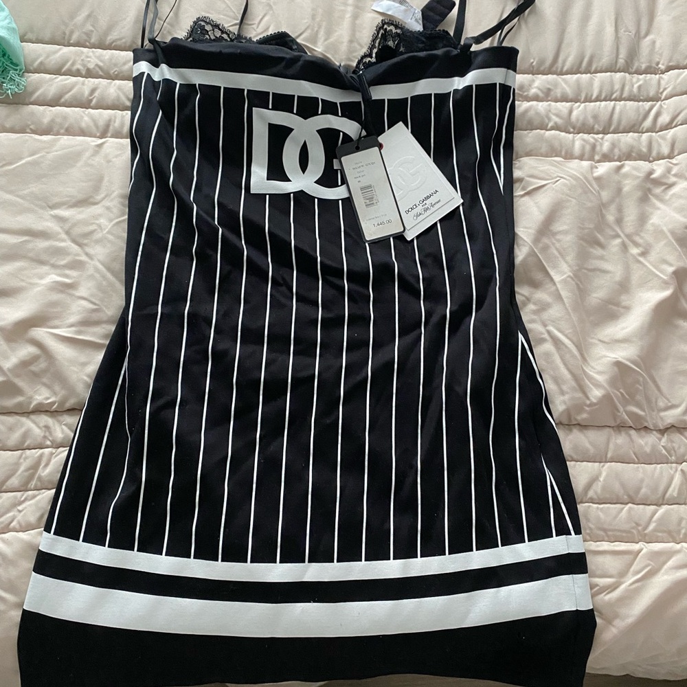 Dolce & Gabbana Black and White Striped Dress